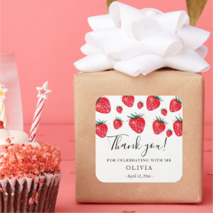 Adesivo Quadrado Morangos Caramelo