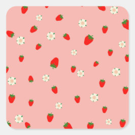 Adesivo Quadrado Morangos e Flores