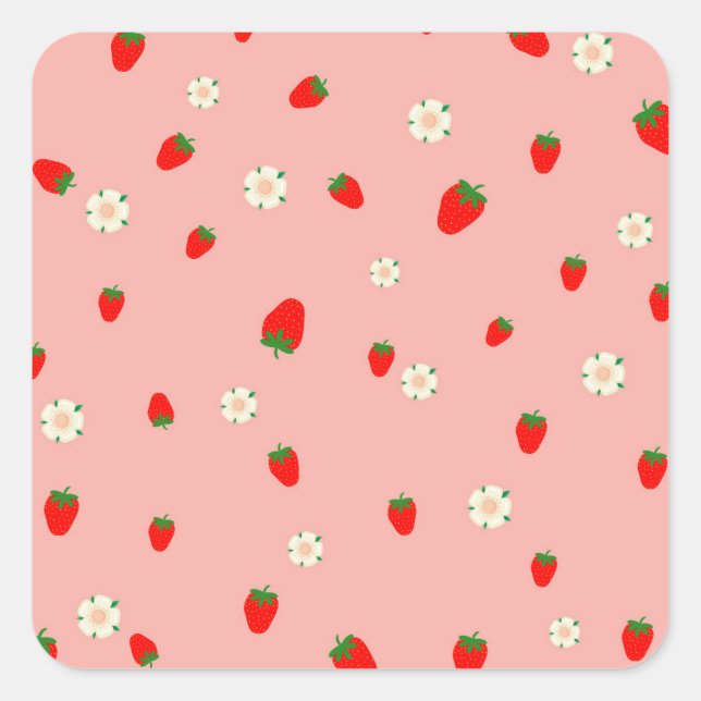Adesivo Quadrado Morangos e Flores (Frente)