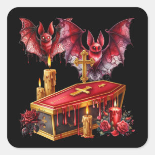 Adesivo Quadrado Morcegos Vampiros