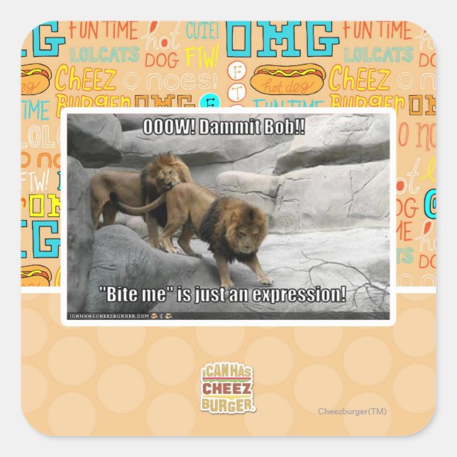 Adesivo Quadrado Morda-me é só uma expressão! (Frente)