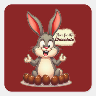 Adesivo Quadrado More Chocolate – Funny Easter Bunny - Autocolante