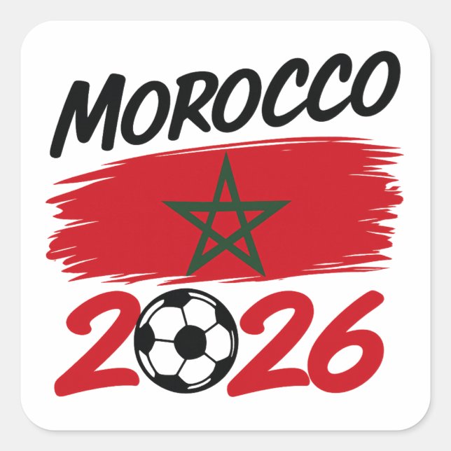 Adesivo Quadrado Morocco 2026 Soccer Fan Football Supporter Pride  (Frente)