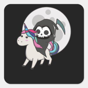 Adesivo Quadrado Morte Dirigindo Unicorn Funny Unicorn Lua