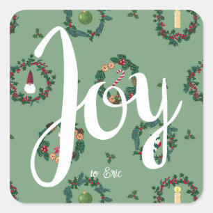 Adesivo Quadrado Mortes de Natal de Joy, personalizáveis