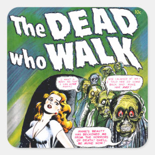 Adesivo Quadrado Morto que anda - horror do zombi do vintage