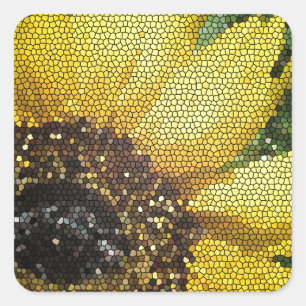 Adesivo Quadrado Mosaico amarelo brilhante da flor do girassol