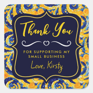 Adesivo Quadrado Mosaico Amarelo e Azul Starry Night Small Business