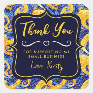 Adesivo Quadrado Mosaico Amarelo e Azul Starry Night Small Business