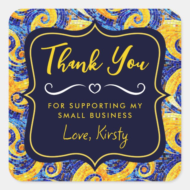 Adesivo Quadrado Mosaico Amarelo e Azul Starry Night Small Business (Frente)