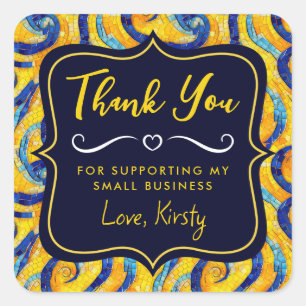 Adesivo Quadrado Mosaico Amarelo e Azul Starry Night Small Business