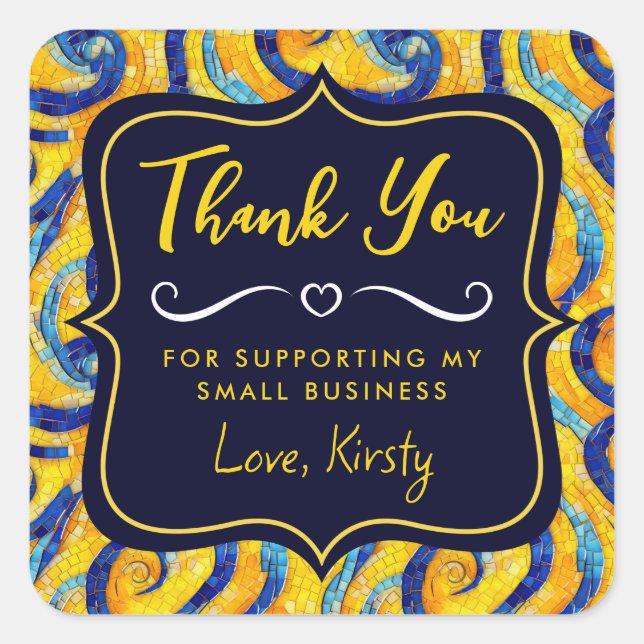 Adesivo Quadrado Mosaico Amarelo e Azul Starry Night Small Business (Frente)