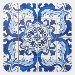 Adesivo Quadrado Mosaico Azulejo de Azulejo Azulejo de Cor Azul