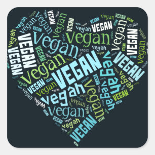 Adesivo Quadrado Mosaico da Palavra-Nuvem do "Vegan"