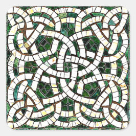 Adesivo Quadrado Mosaico do Nó Celular Verde e Branco