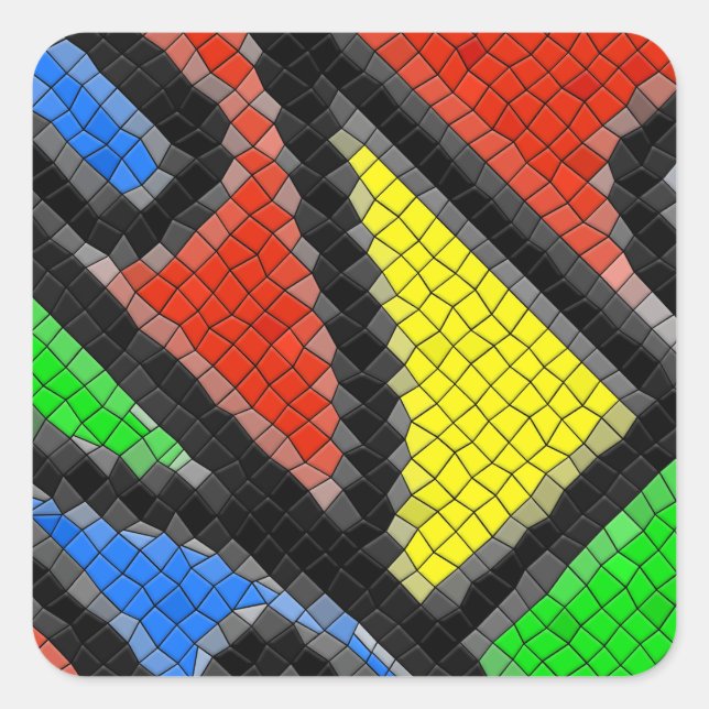 Adesivo Quadrado Mosaico feito à mão, arte moderna. (Frente)