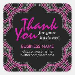 Adesivo Quadrado Mosaico Rosa Oriental Obrigado Cartaz Comercial