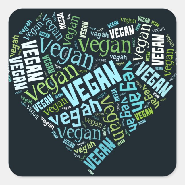 Adesivo Quadrado Mosaico "Vegan" em Nuvem do Word (Frente)
