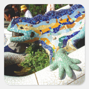 Adesivo Quadrado Mosaicos do lagarto de Gaudi