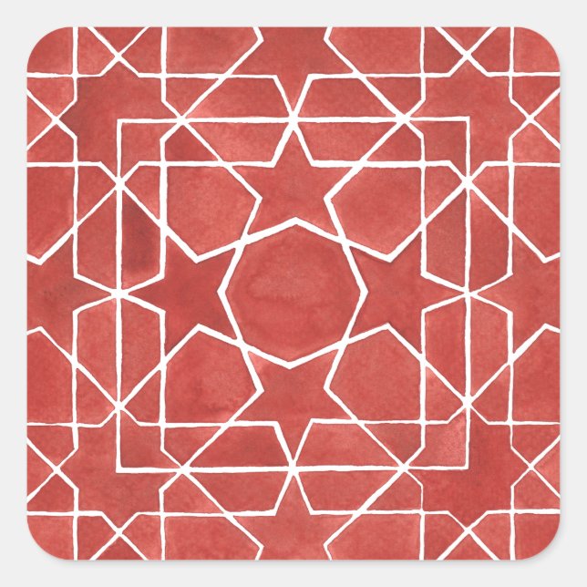 Adesivo Quadrado Mosaïque marocaine rouge ROSETTE (Frente)