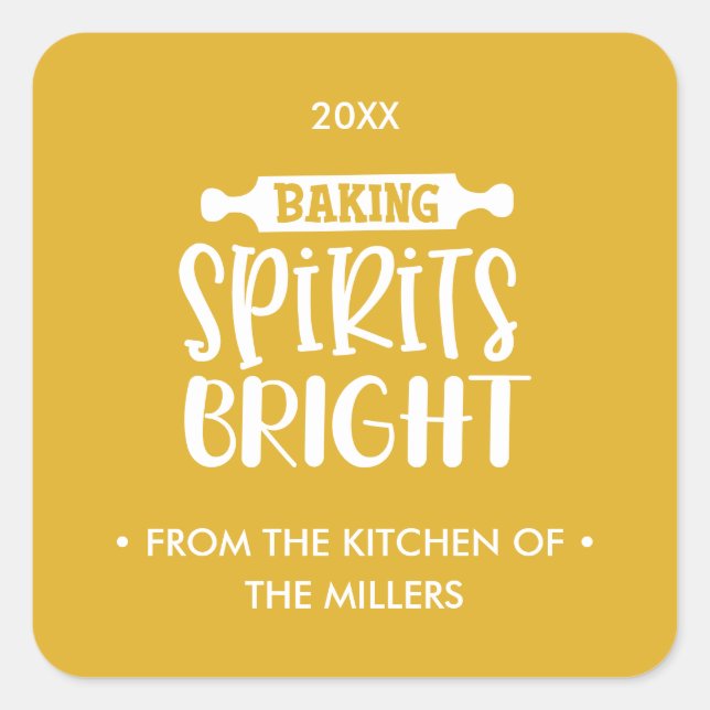 Adesivo Quadrado Mostarda | Banho de Natal (Frente)