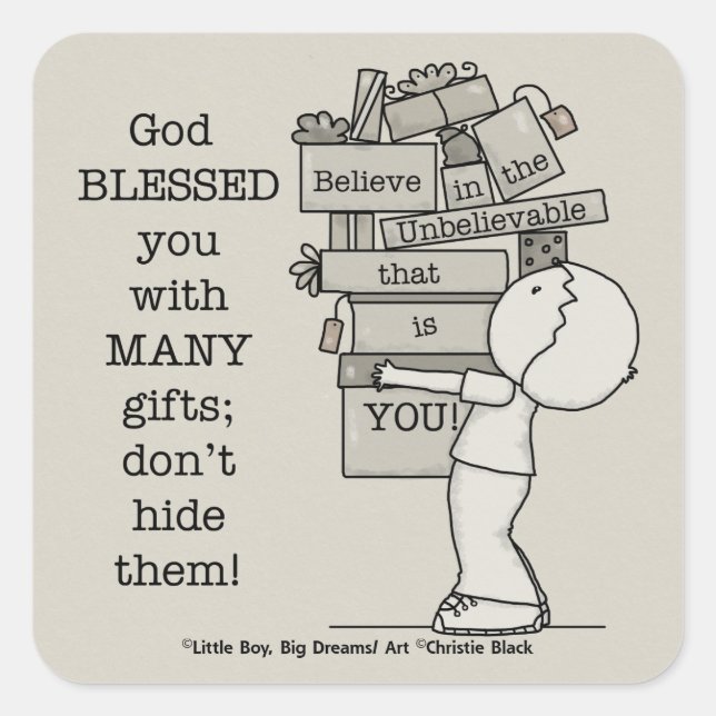 Adesivo Quadrado Mostre seus presentes (Frente)