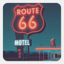 Motel Neon da Rota 66 Arte de Viagem Noturno