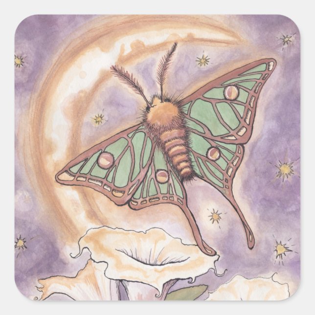 Adesivo Quadrado Moth & Moonflower (Frente)