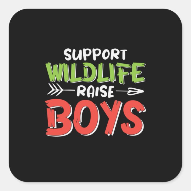 Adesivo Quadrado Mother Art Support Wildlife Raise Boys (Frente)