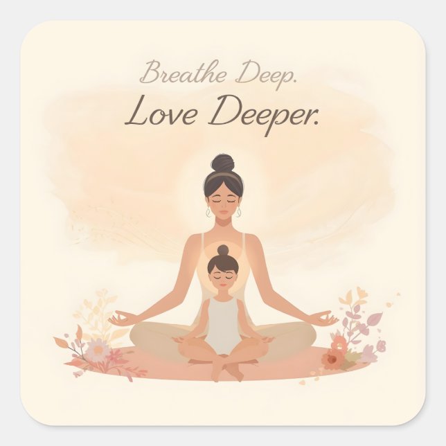 Adesivo Quadrado Mother & Child Meditation Serenity Art (Frente)