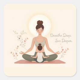 Adesivo Quadrado Mother Child Yoga Meditation Art