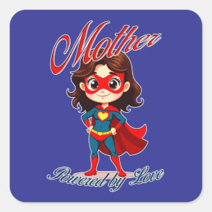 Adesivo Quadrado Mother Powered by Love – Supermom Art