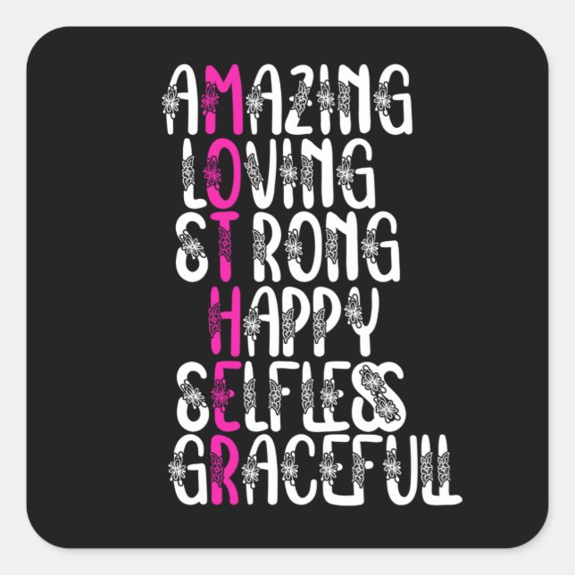 Adesivo Quadrado Mother quotes : Lovely Words | Mother's Day Design (Frente)