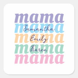 Adesivo Quadrado Mothers day custom kids name MAMA gift