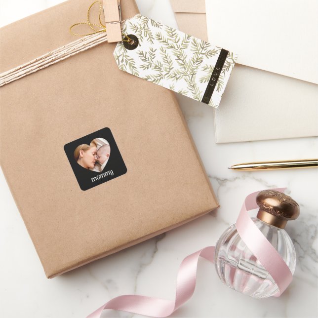 Adesivo Quadrado mothers day  cute heart photo  (Presentear)