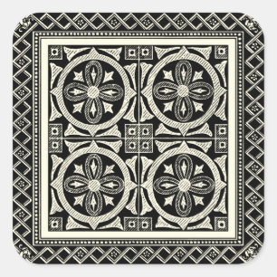 Adesivo Quadrado Motif de Mandala Preto e Branco por Vision Studio