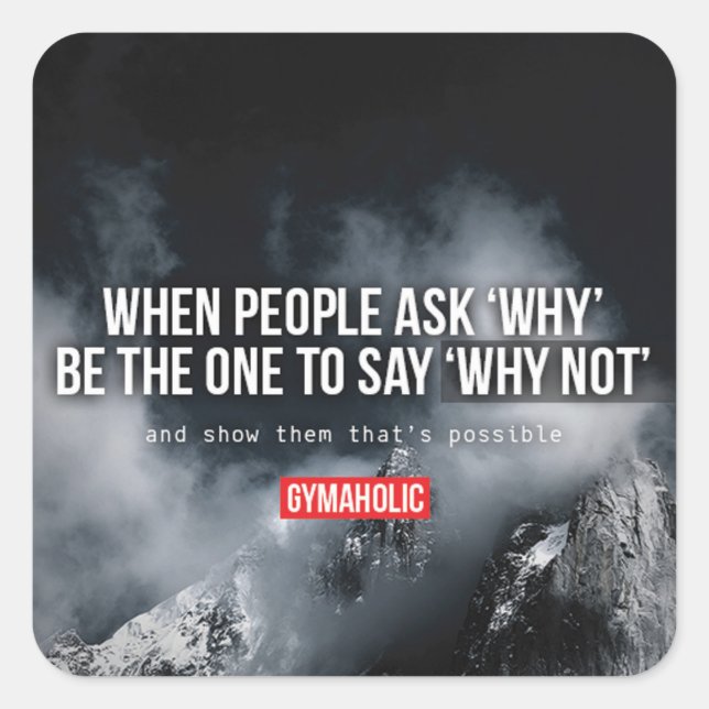 Adesivo Quadrado Motivação de Gym de Workout de malhação (Frente)