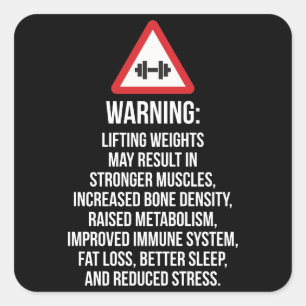 Adesivo Quadrado Motivação De Workout - AVISO - Benefícios Do Levan