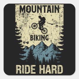 Adesivo Quadrado Motivação do estilo retro de bicicleta de montanha