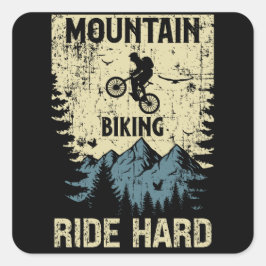 Adesivo Quadrado Motivação do estilo retro de bicicleta de montanha
