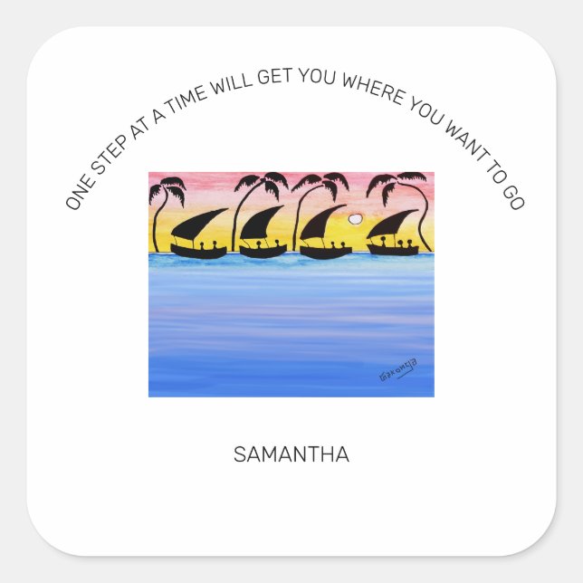 Adesivo Quadrado Motivação, Navegação por Sunset (Frente)