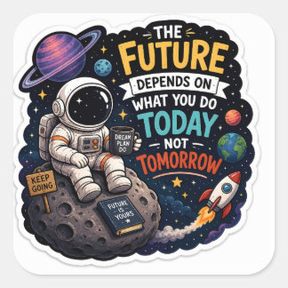 Adesivo Quadrado Motivational Astronaut Sticker