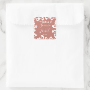 Adesivo Quadrado Motivo Floral Moderno Casamento Neutro