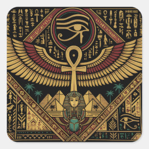 Adesivo Quadrado Motivos do Antigo Egito Símbolo Ankh e Olho de Hór
