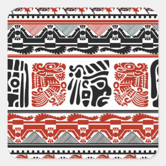 Adesivo Quadrado Motivos indianos, vermelho-preto, padrão perfeito.
