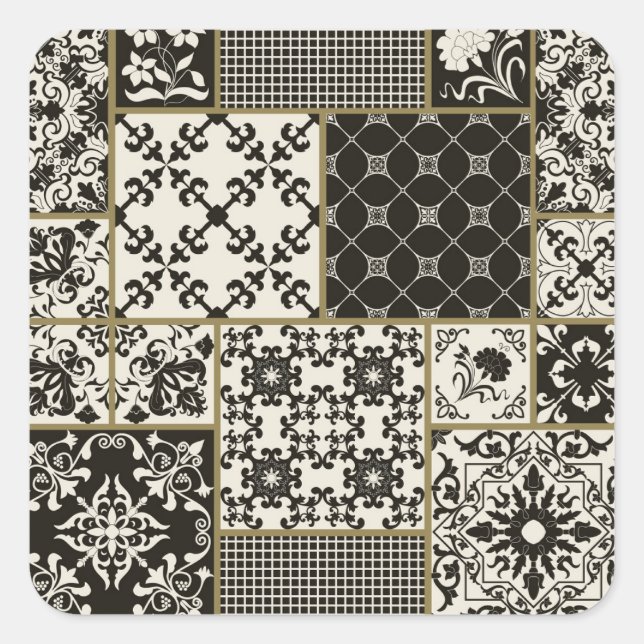 Adesivo Quadrado Motivos islâmicos do azulejo Majolica. (Frente)