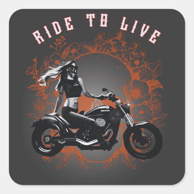 Adesivo Quadrado Motocicleta viaja (Frente)