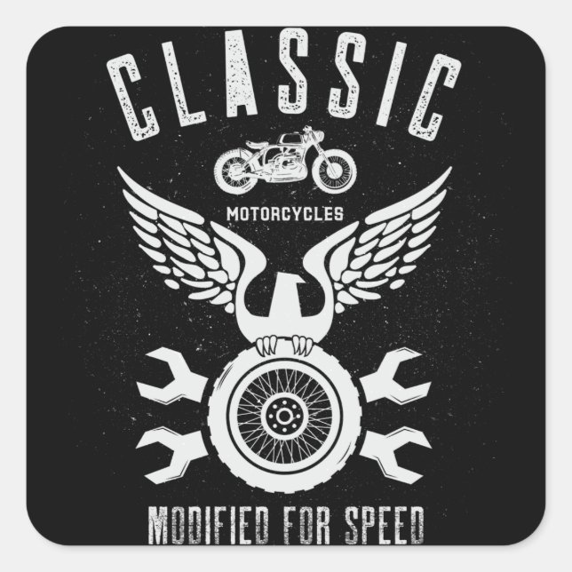 Adesivo Quadrado Motociclos Clássicos Vintage Modificados Para Velo (Frente)