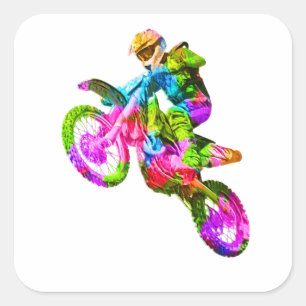 Adesivo Quadrado Motocrosser Colorido