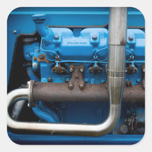 Adesivo Quadrado Motor de trator azul
